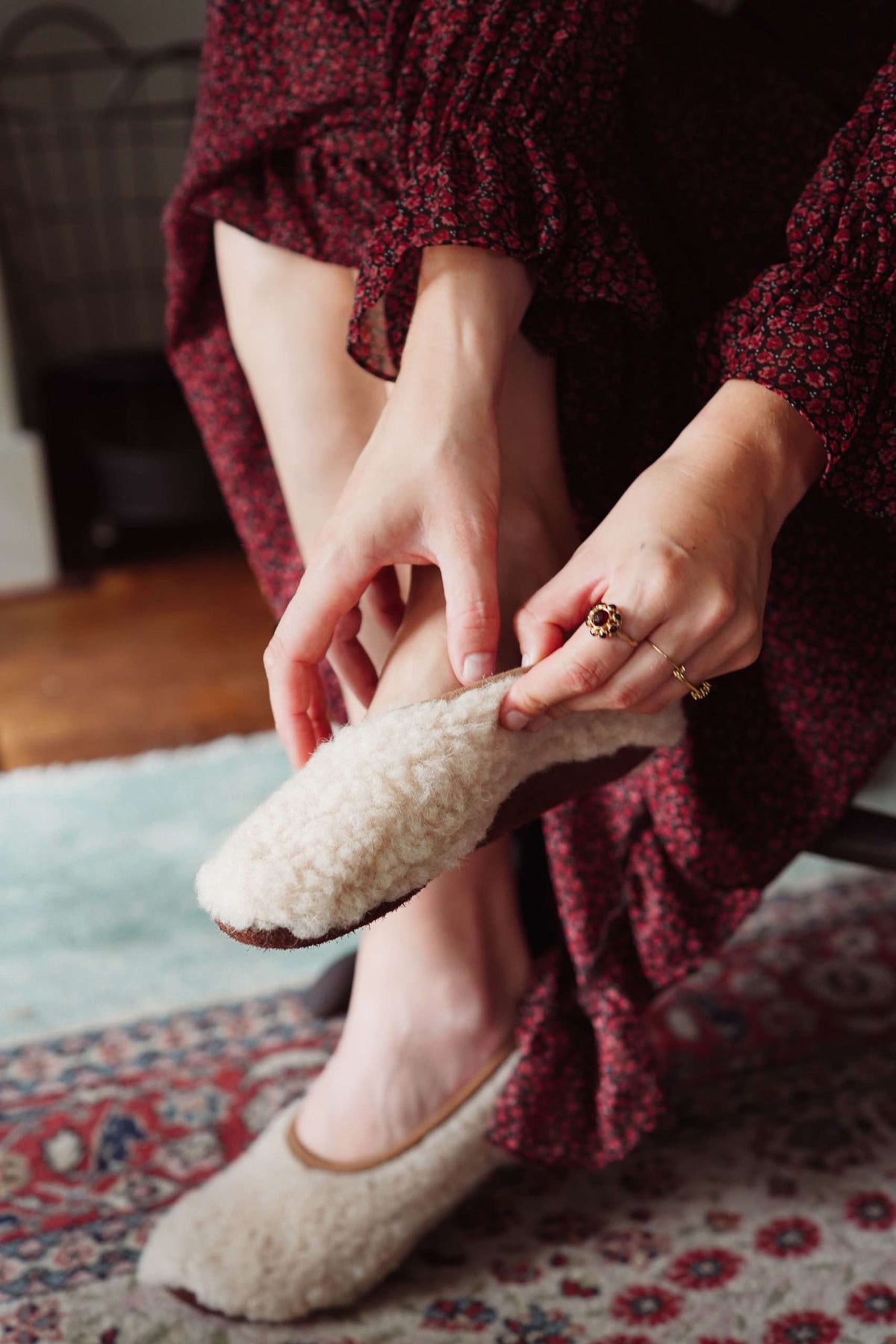 Kapcie balerina 100% wełna MERINO - Macchiato