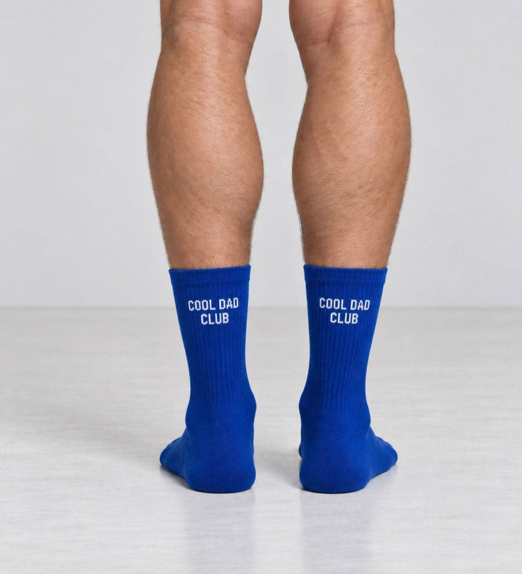Organiczne skarpety typu crew z bio bawełny 3-PAK –  Cool Dad Club, Dad, Daddy Cool Blue NO BAD DAYS CLUB