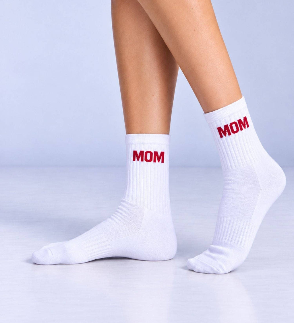 Organiczne skarpety typu crew z bio bawełny 3-PAK – MOM, COOL MOM CLUB ROSÉ, MOM PINK NO BAD DAYS CLUB