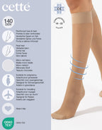 Strong Compression Knee High Socks 140 DEN, Travel Socks: Beige / L/XL