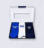 Organiczne skarpety typu crew z bio bawełny 3-PAK –  Cool Dad Club, Dad, Daddy Cool Blue NO BAD DAYS CLUB