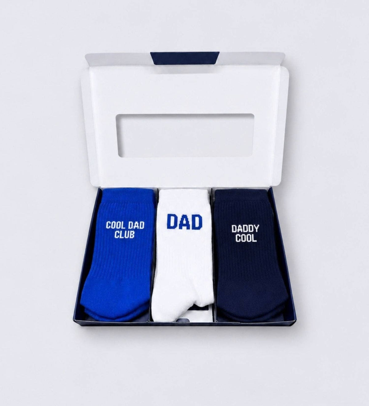 Organiczne skarpety typu crew z bio bawełny 3-PAK –  Cool Dad Club, Dad, Daddy Cool Blue NO BAD DAYS CLUB