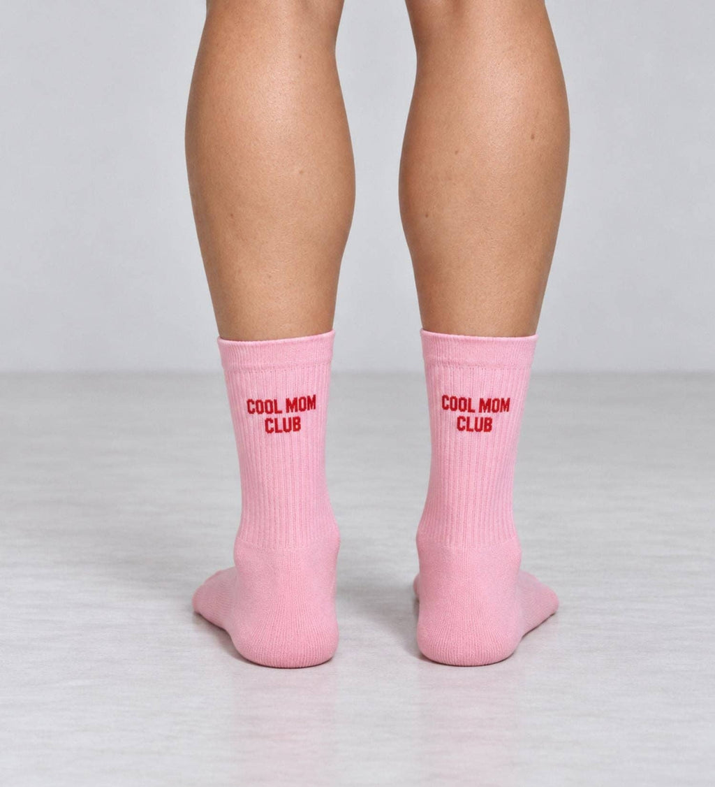 Organiczne skarpety typu crew z bio bawełny 3-PAK – MOM, COOL MOM CLUB ROSÉ, MOM PINK NO BAD DAYS CLUB