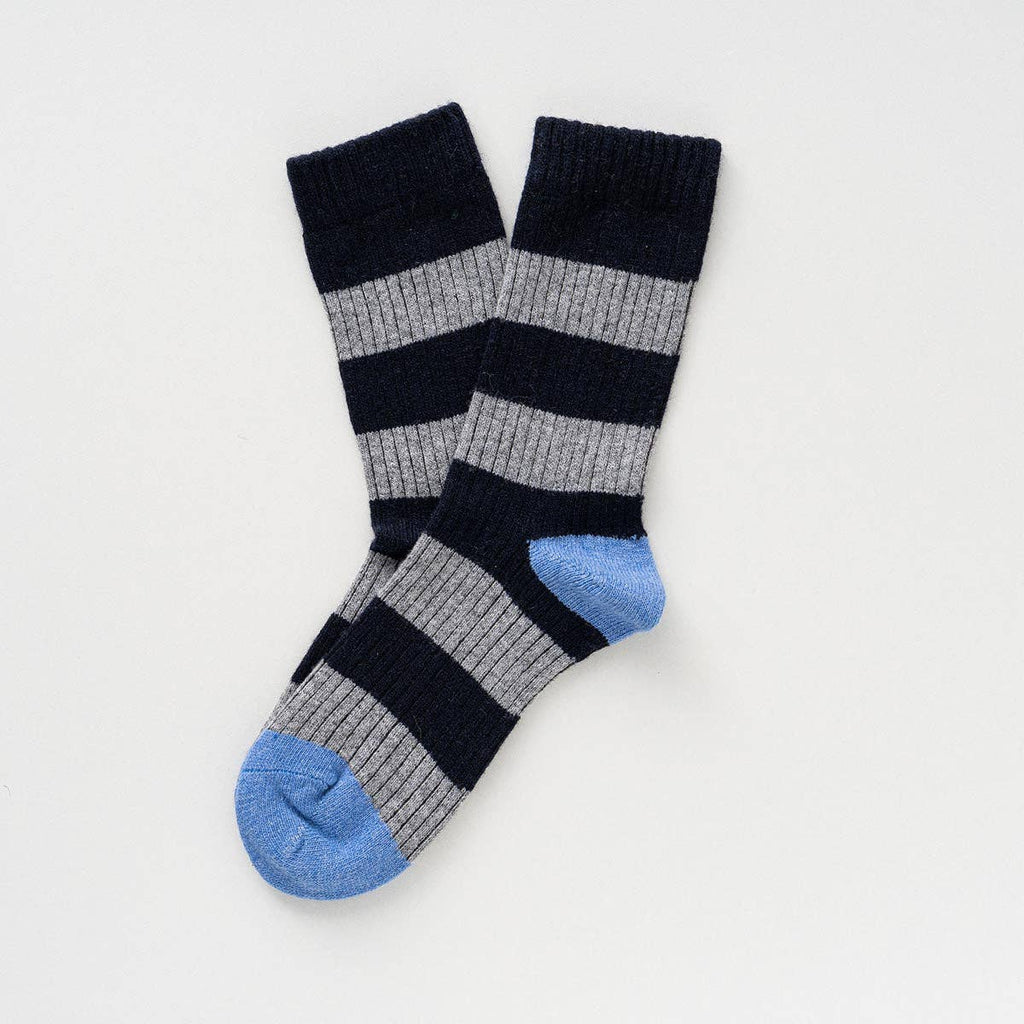 Skarpety z wełny MERINO w paski | Navy and Grey: 41-46 WYSYŁKA W LISTOPADZIE