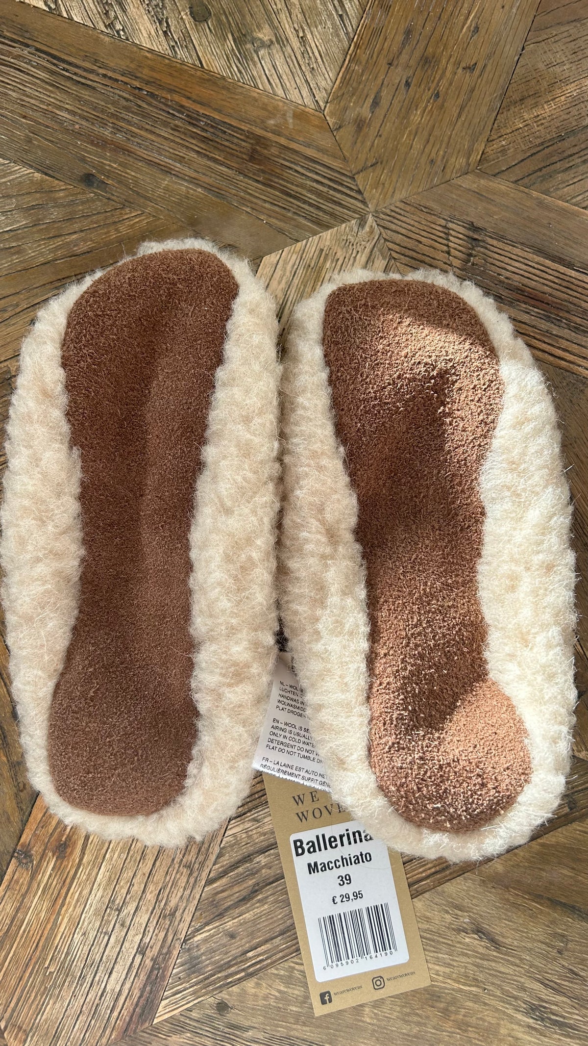 Kapcie balerina 100% wełna MERINO - Macchiato