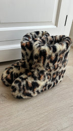 Wysokie kapcie 100% wełny, Leopard