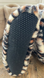 Wysokie kapcie 100% wełny, Leopard