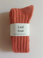 PODKOLANÓWKI Z WEŁNY I ALPAKI / 100% naturalne, kolor Koral