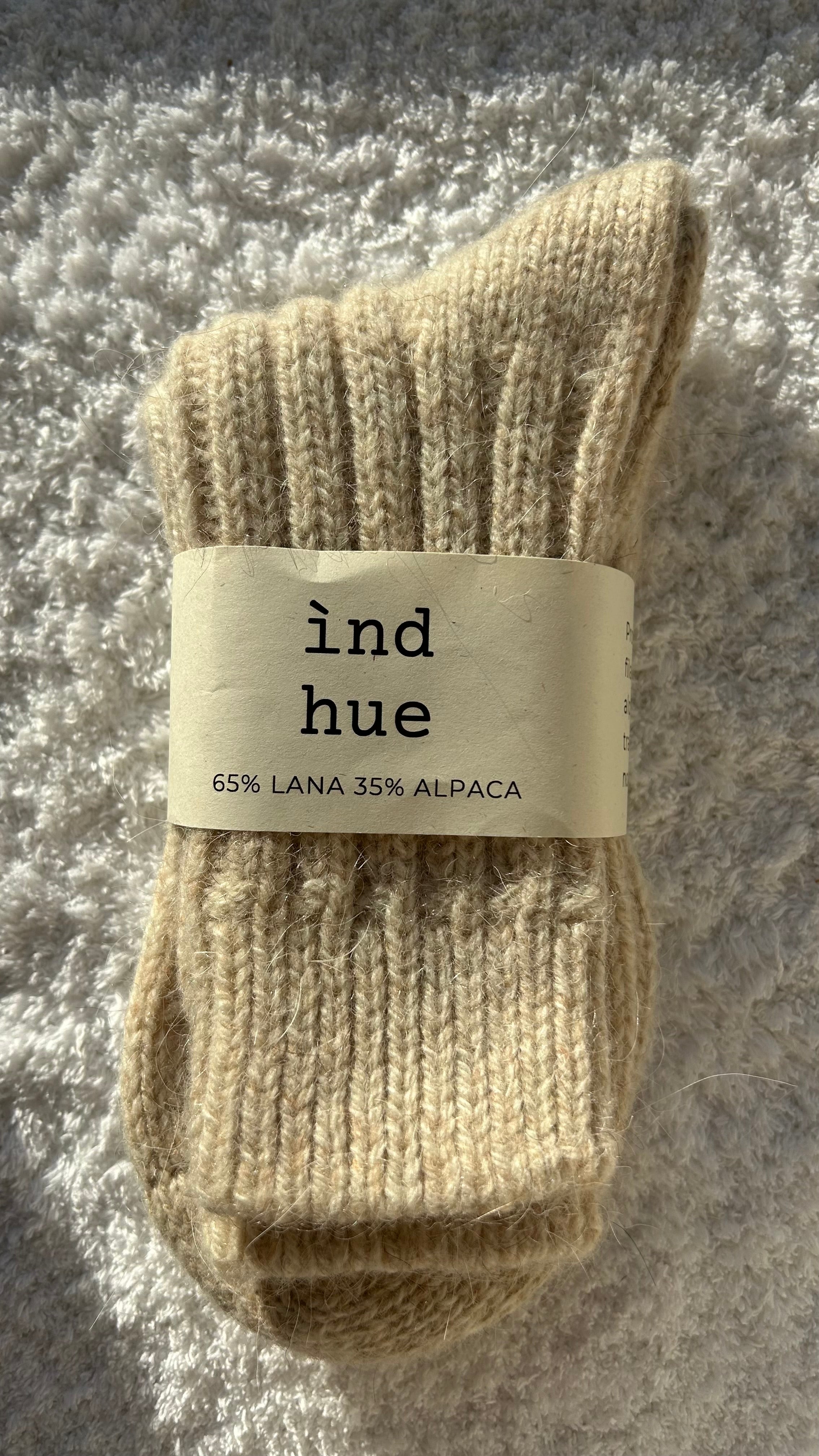 SKARPETKI Z WEŁNY I ALPAKI / 100% naturalne, kolor Natura