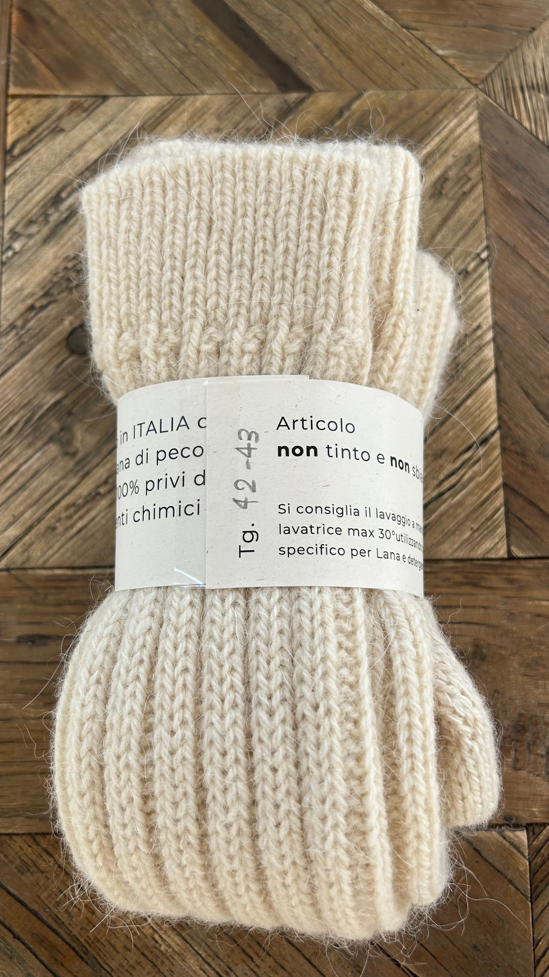 PODKOLANÓWKI Z WEŁNY I ALPAKI / 100% naturalne, kolor Natura