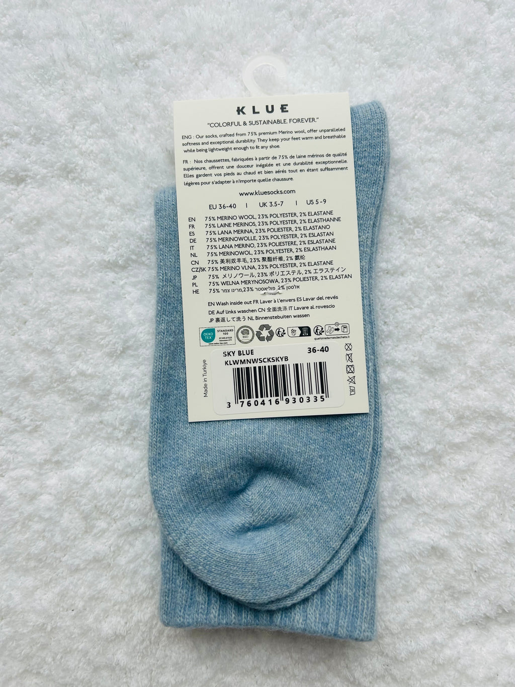 Skarpety z wełny merino KLUE niebieskie