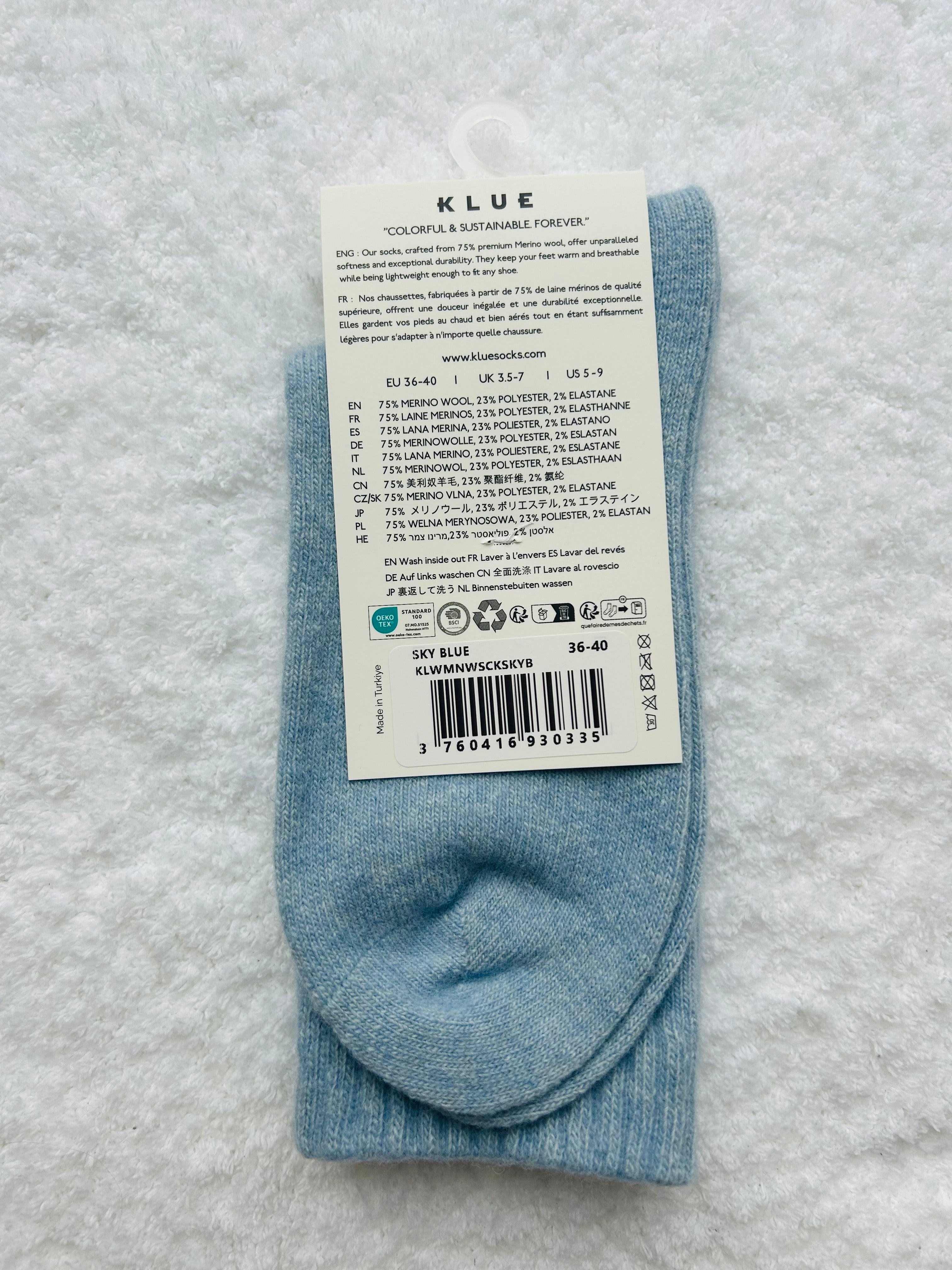Skarpety z wełny merino KLUE niebieskie