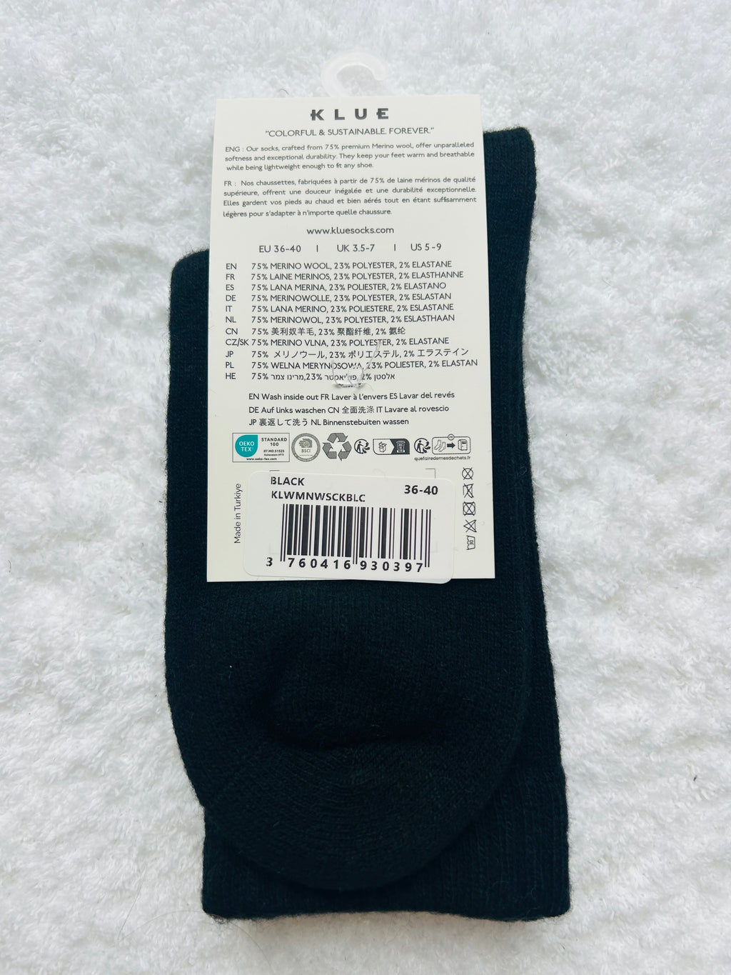 Skarpety z wełny merino KLUE czarne