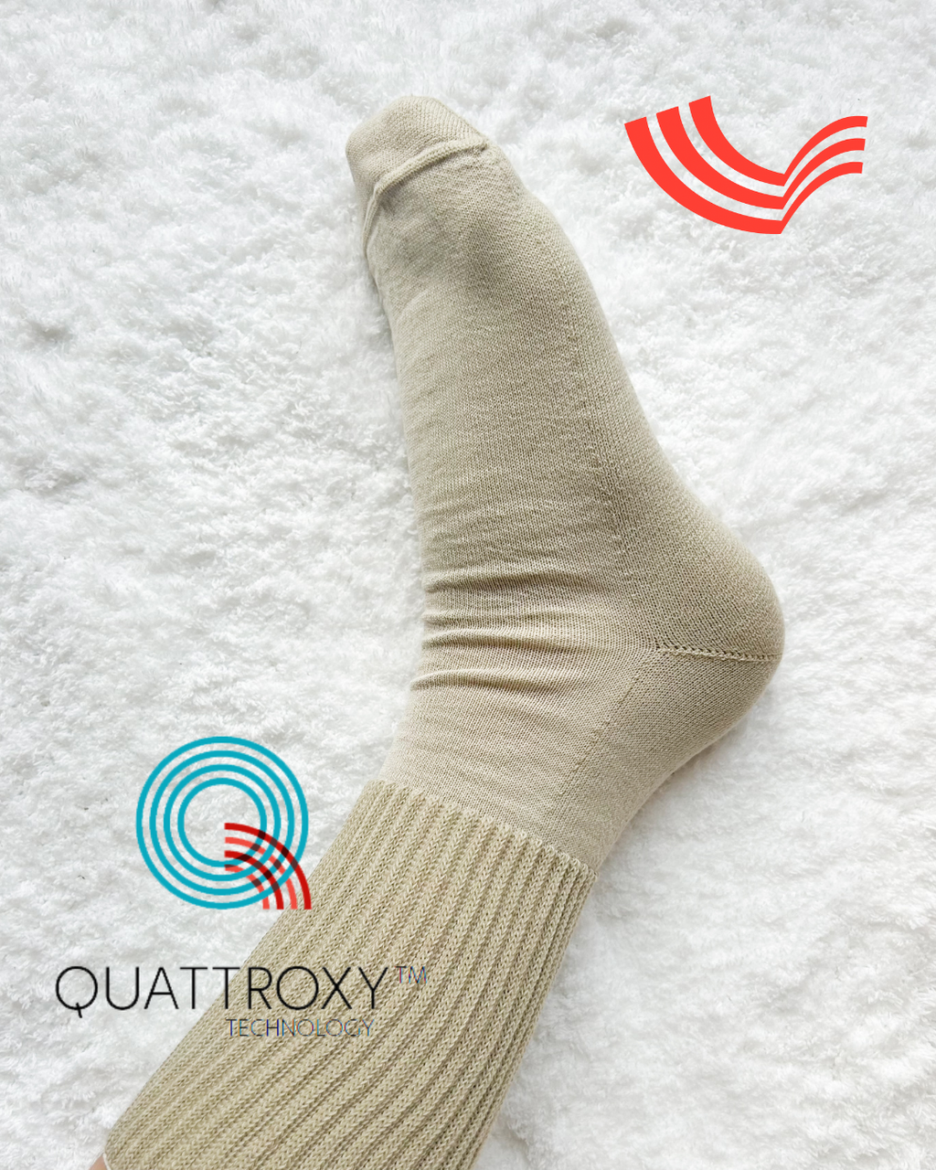 Skarpety bezuciskowe grube beżowe Quattroxy™