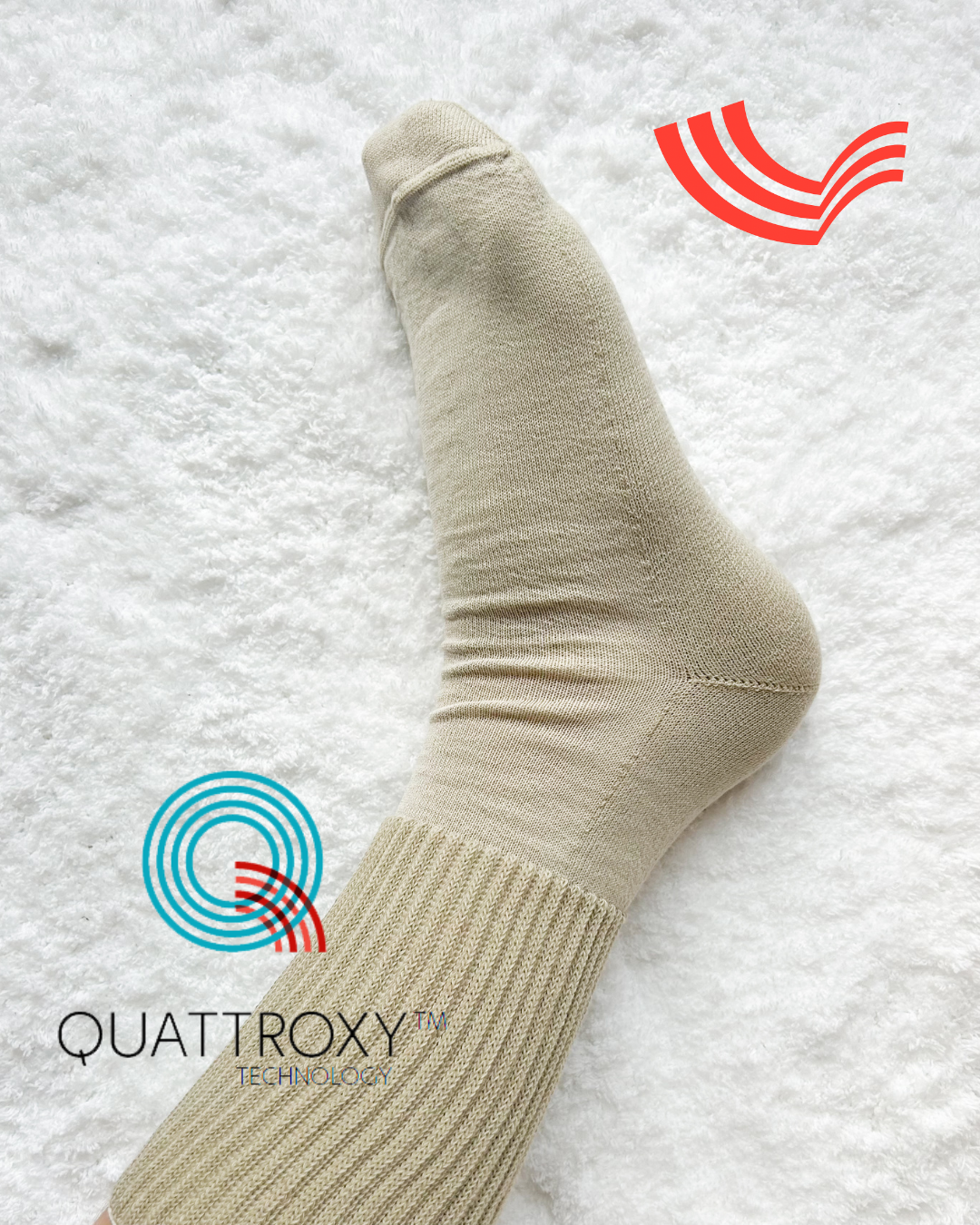 Skarpety bezuciskowe grube beżowe Quattroxy™