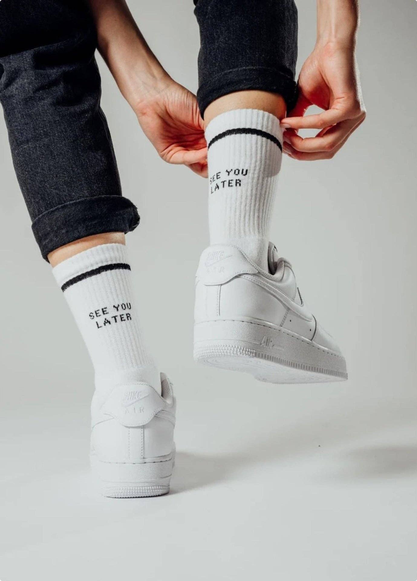 Skarpety z organicznej bawełny typu crew SEE YOU LATER