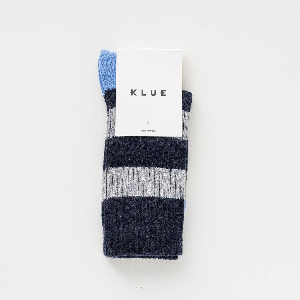 Skarpety z wełny MERINO w paski | Navy and Grey: 41-46 WYSYŁKA W LISTOPADZIE