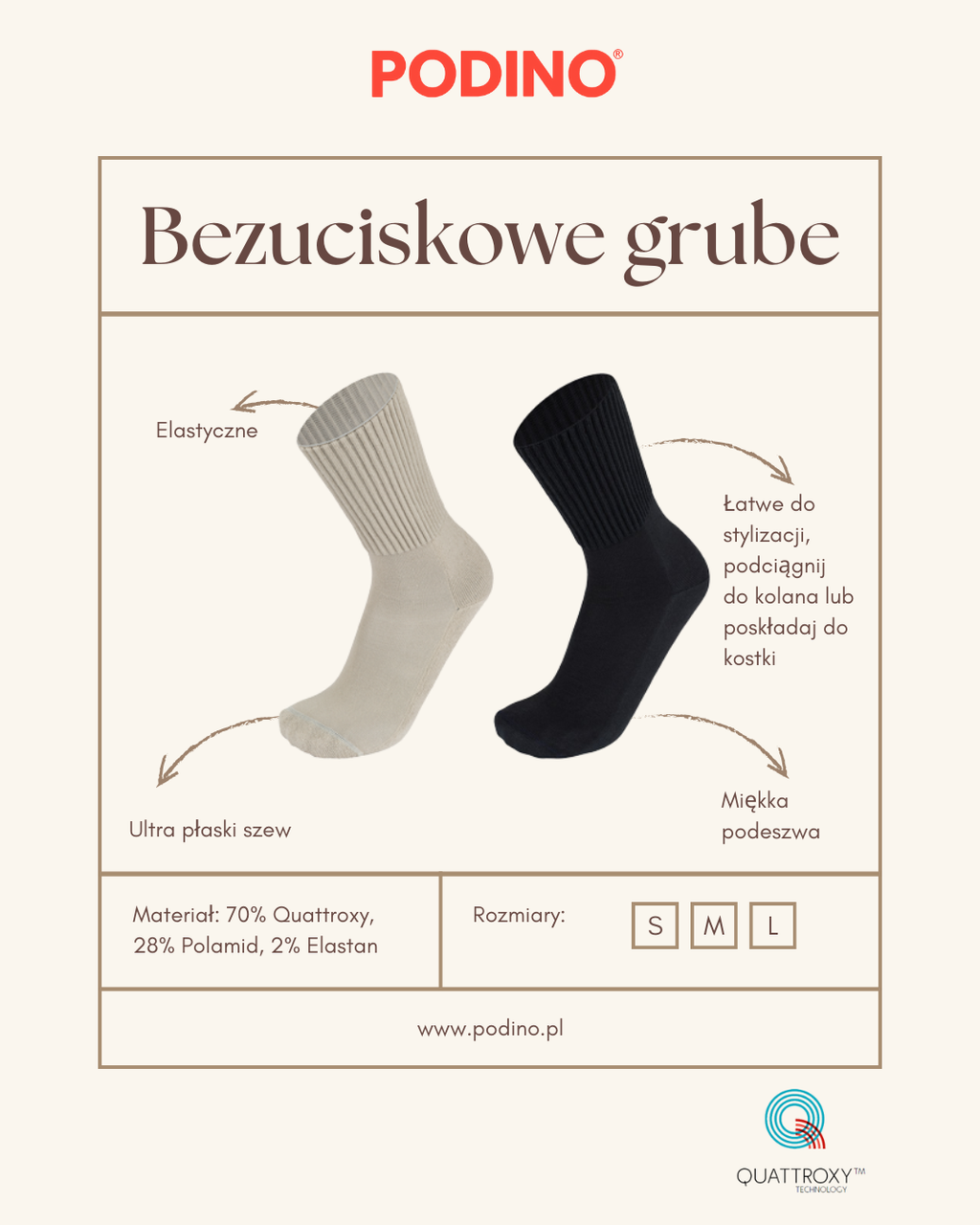 Reflexa® thick beige pressure-free socks