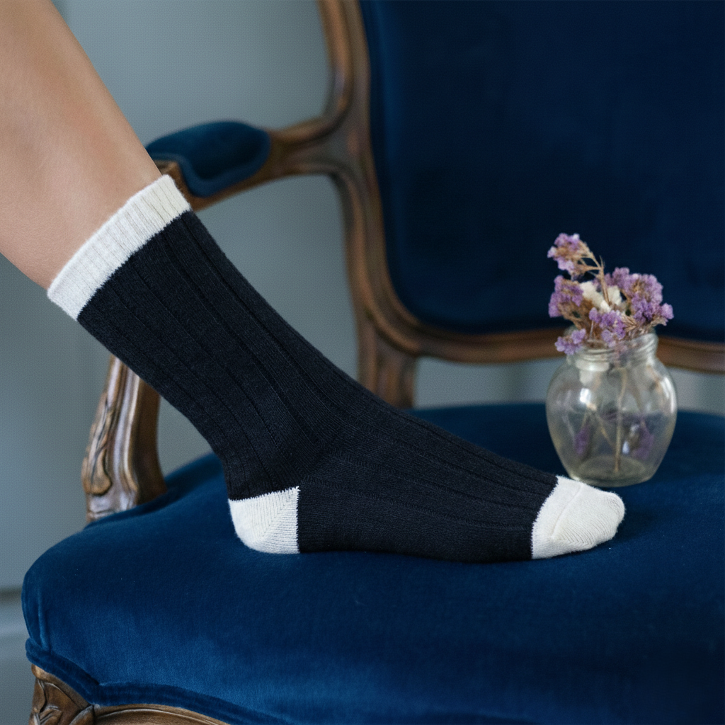 Skarpety z wełny Merino KLUE | Navy and white: 36-40 WYSYŁKA W LISTOPADZIE