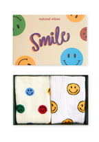 Organiczne skarpety typu crew z bio bawełny - 2-pak prezentowy „Smile”