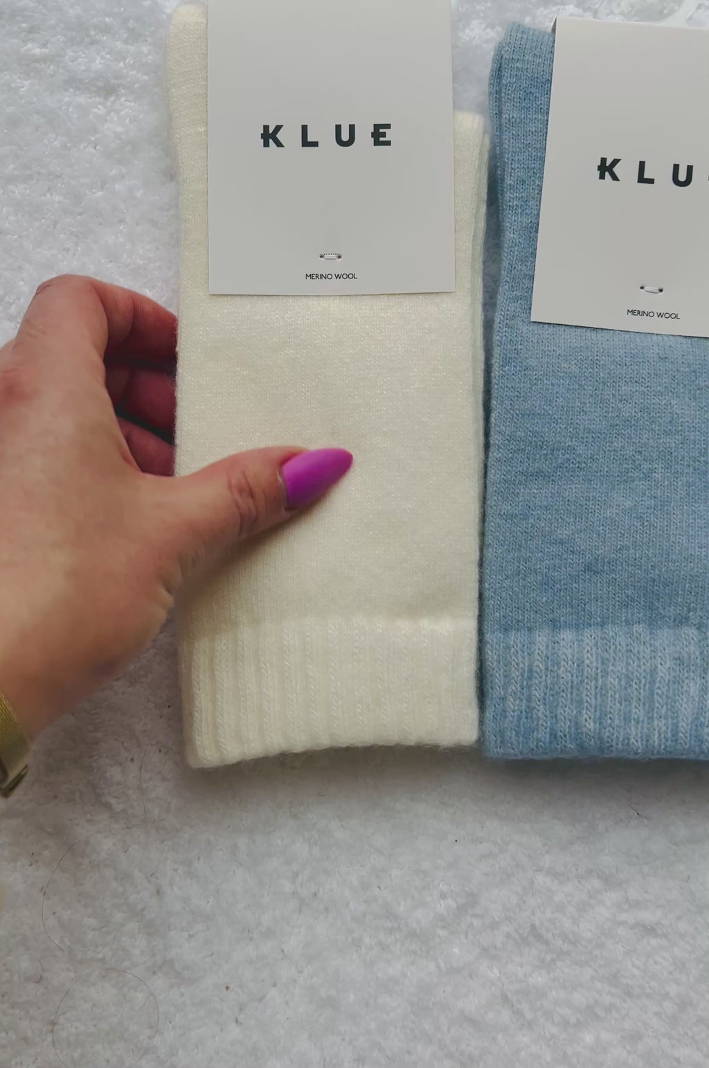 Skarpety z wełny merino KLUE białe